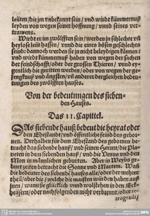 Von der bedeutung des siebenden Hauses. Das 11. Capittel.