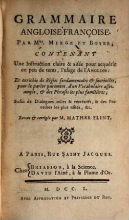 Grammaire Angloise-Françoise