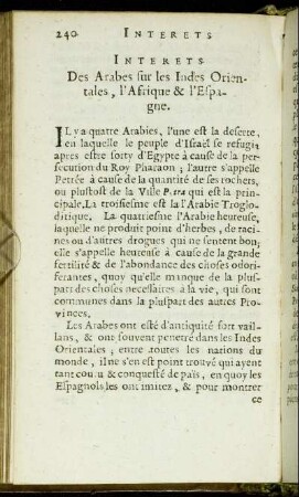 Interets Des Arabes sur les Indes Orientales, l'Afrique & l'Espagne.