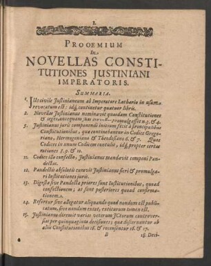 Prooemium In Novellas Constitutiones Justiniani Imperatoris.