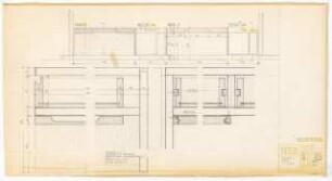 Hochschulbibliothek, Karlsruhe Neubau: Ausgabetheke 1.OG, 2.OG, 3.OG, 1:10, 1:1
