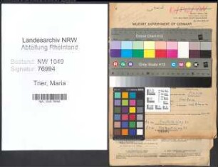 Entnazifizierung Maria Trier , geb. 20.11.1897 (Postsekretaerin)