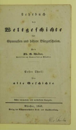 Theil 1: Die alte Geschichte