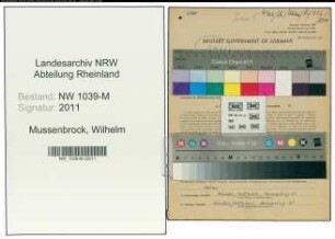 Entnazifizierung Wilhelm Mussenbrock , geb. 11.10.1913 (Bahnbeamter)