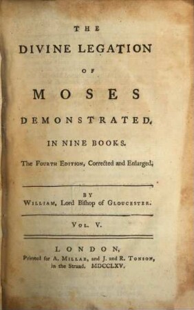 The Divine Legation Of Moses Demonstrated : In Nine Books, 5