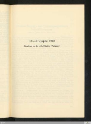 Das Kriegsjahr 1916
