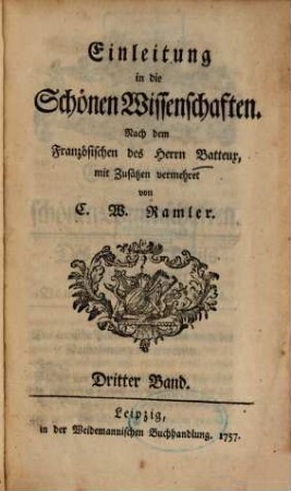Einleitung in die Schönen Wissenschaften, 3