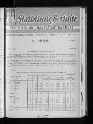 Der Fremdenverkehr in Hamburg im Dezember 1958 : Lfd. Nr. 10