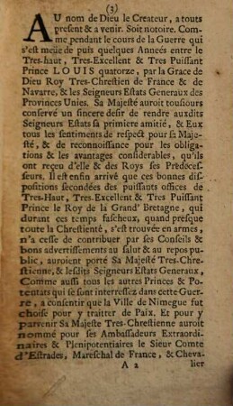 Traité de la Paix fait ... a Nymegen ... 1678