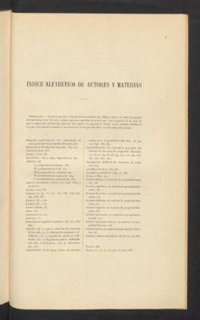 Índice alfabético de autores y materias