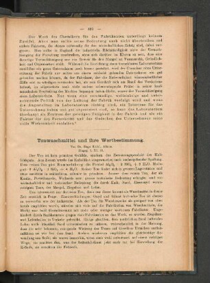 Tonwaschmittel und ihre Wertbestimmung.