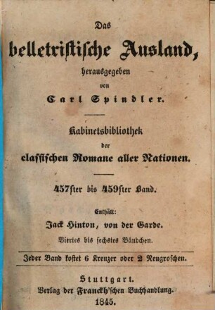 Unsere Tischgenossenschaft, 1,4/6. Jack Hinton, von der Garde