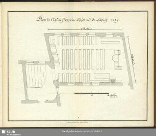 Plan de l'Eglise francoise Réformée de Leipzig 1749