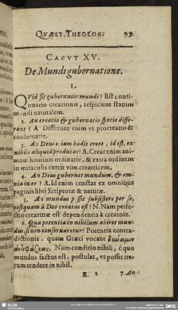 Caput XV. De Mundi gubernatione