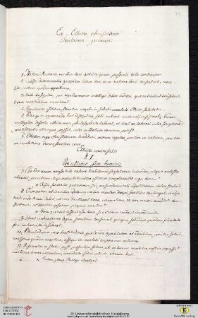 Material- und Thesensammlung: Ex Ethica christiana Tentamen primum