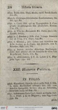 XIII. Historia Politica