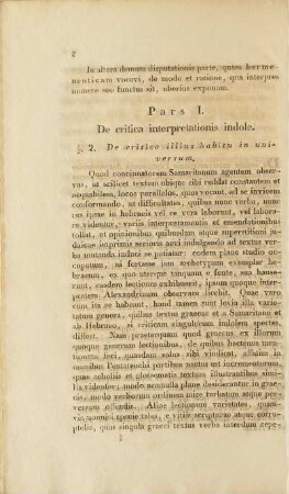 Pars I. De critica interpretationis indole.