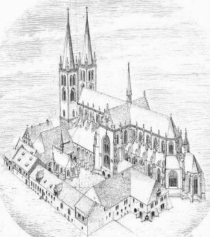 Halberstadt, Dom St. Stephanus und St. Sixtusund Stiftsgebäude, graphische Darstellung