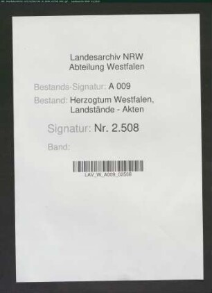 Viehschatzungsregister des Gerichts Bödefeld