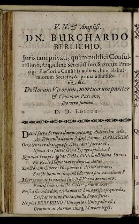 ... Dn. Burchardo Berlichio ...