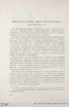 [1.]1951: Studium Jana Matejski "Zbroja Stefana Batorego"