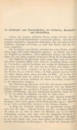 19. Gebräuche und Feierlichkeiten bei Geburten, Hochzeiten und Sterbefällen