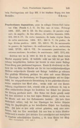 145-147 [Rezension] Pesch, Christian, Praelectiones dogmaticae; Heft 2 - 7