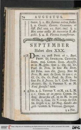 SEPTMBER Habet dies XXX.