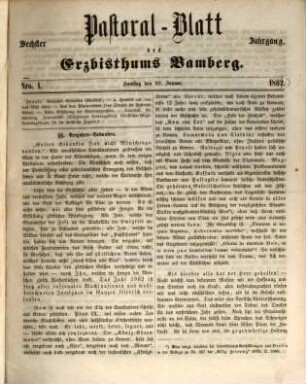 Pastoralblatt der Erzdiözese Bamberg. 6. 1863