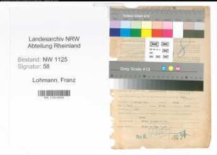 Entnazifizierung Franz Lohmann , geb. 24.05.1896 (Polizist)