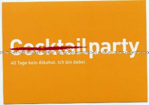 Werbepostkarte gegen Alkoholmissbrauch mit der Kampagne 40 Tage keinen Alkohol