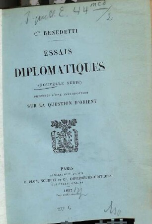 Essais diplomatiques