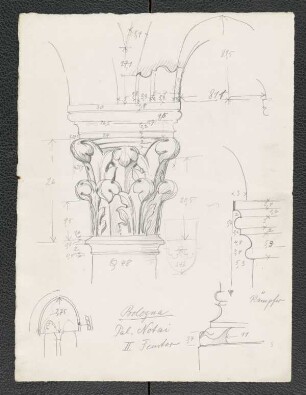 Palazzo dei Notai zu Bologna, Kapitell vom zweiten Fenster, Kämpfer, Basis, Fenster mit eingestellter Säule