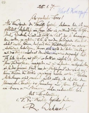 Brief an Karl Knopf