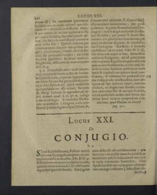 Locus XXI. De conjugio.