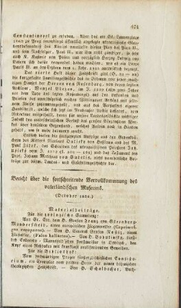 Bericht vom vaterländischen Museum