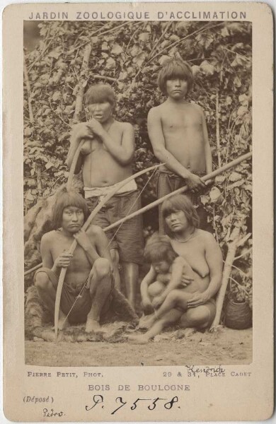 Gruppe von Feuerländern im Jardin Zoologique d'Acclimation (Paris)