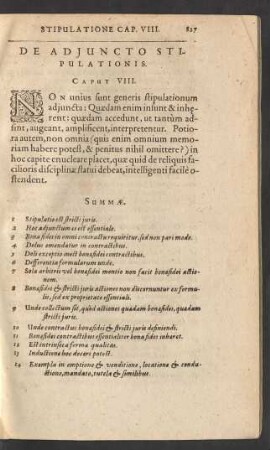 De Adjuncto Stipulationis. Caput VIII.