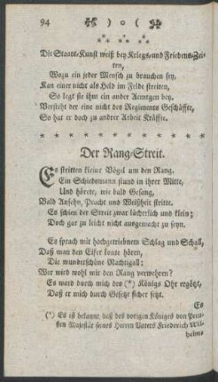 Der Rang-Streit