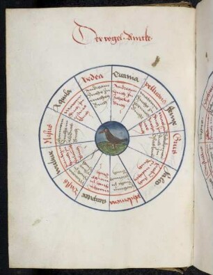 Kreisschema zur Ermittlung eines Schicksalspruchs aus dem "Vogel Ring"