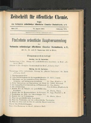 Heft XV. 15. August 1910. Jahrgang XVI.