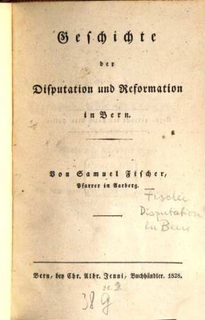 Geschichte der Disputation und Reformation in Bern