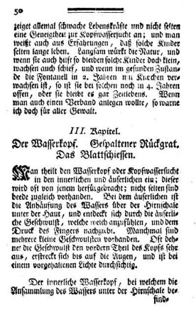 III. Kapitel. Der Wasserkopf. Gespaltener Rückgrat. Das Blattschiessen.