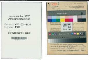 Entnazifizierung Josef Schlosshoefer , geb. 15.08.1912 (Dachdeckerhelfer)