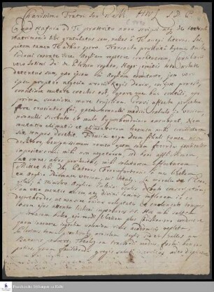 Brief von Heinrich Wilhelm Ludolf an Georg Melchior v. Ludolf.