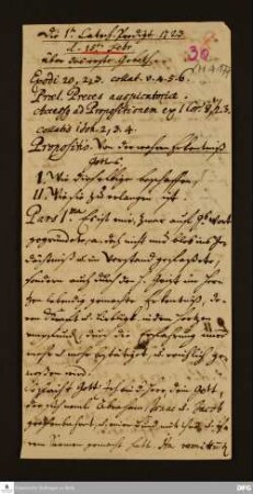 Disposition der ersten Katechismus-Predigt von August Hermann Francke am 15.02.1723 über das 1. Gebot.