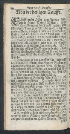 Von der heiligen Tauffe.