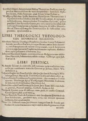 Libri Theologici Theologorum Reformatae Religionis.