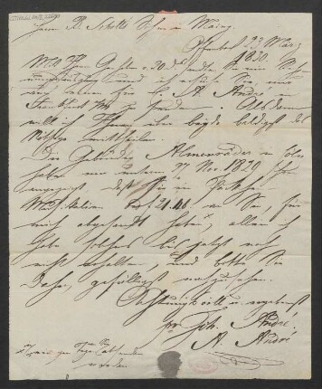 Brief an B. Schott's Söhne : 23.03.1830