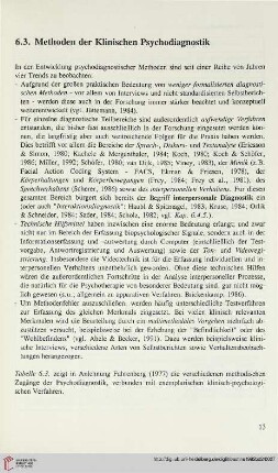 6.3. Methoden der Klinischen Psychodiagnostik